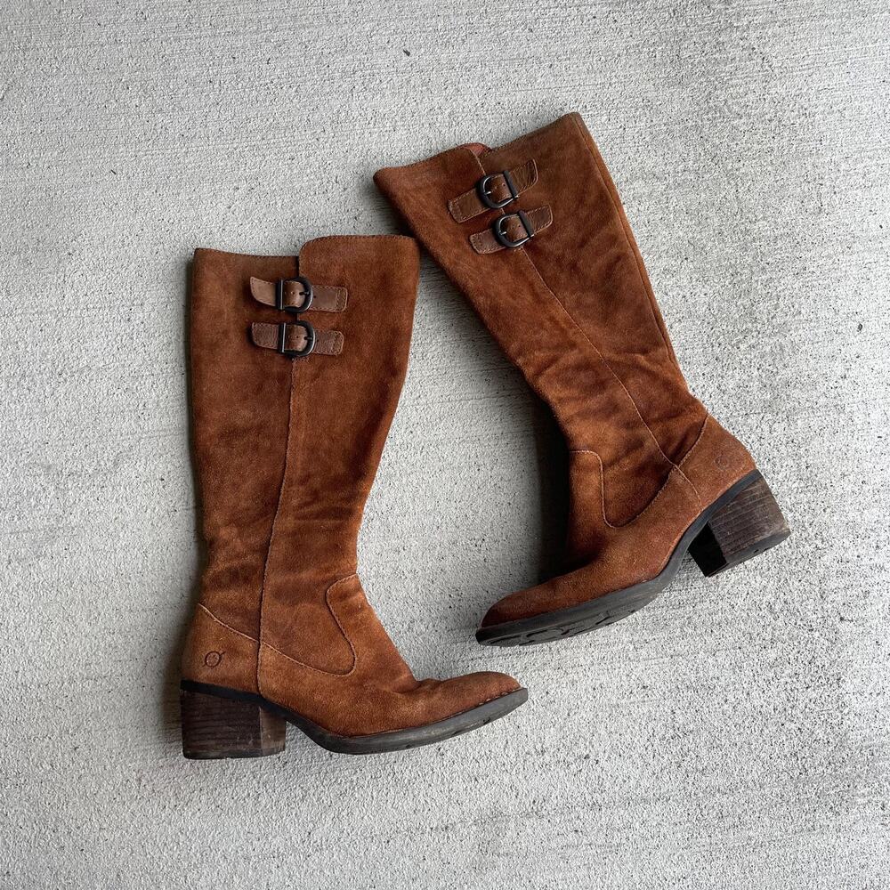 Y2K brown suede riding boots boho coastal cowgirl | size 6B
